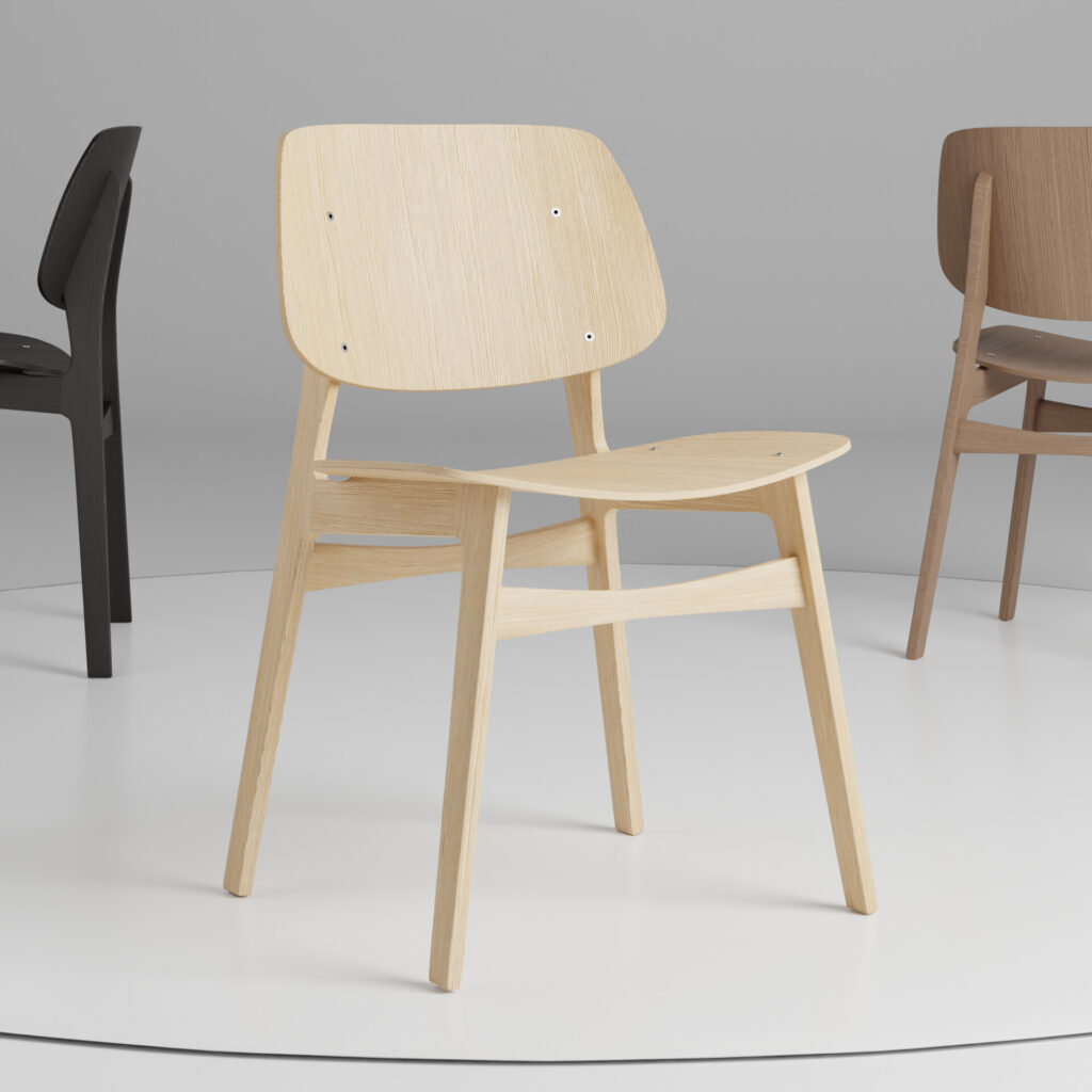 3D Produktdesign Stuhl Holz-Weiss