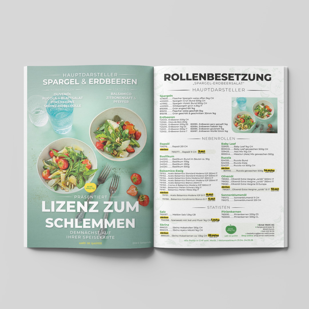 Printdesign Kampagne Welti Spargel Saison, Mockup